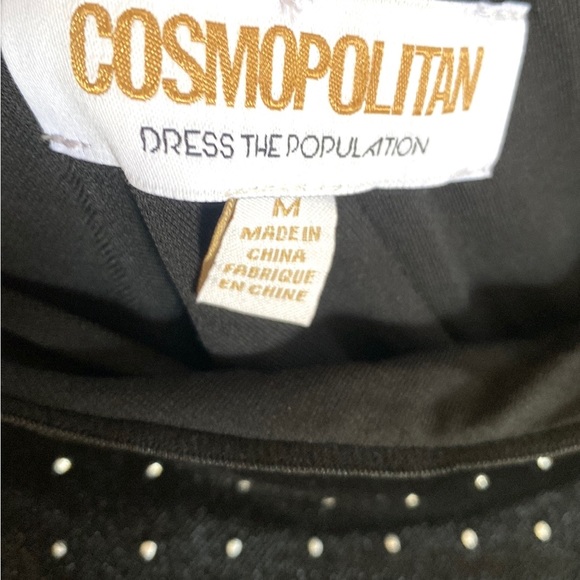 (A4c) NEW Cosmopolitan Black studded one Shoulder velvet dress, Size M, NWOT - Picture 6 of 12